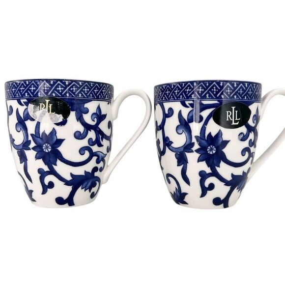 New x2 Ralph Lauren Blue Mandarin Cups Mugs - Picture 1 of 5